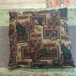 Handmade Golf Tapestry Throw pillow  19” x 19”